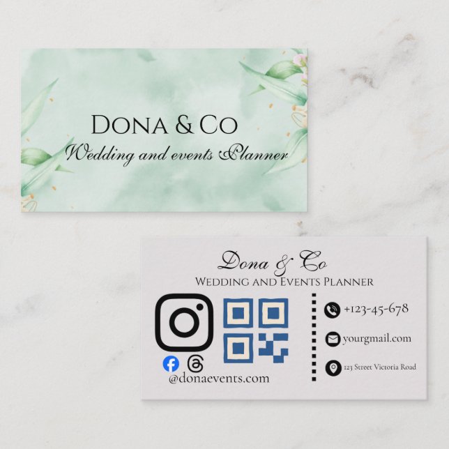 Elegant Wedding Planner Business Card Template (Front/Back)