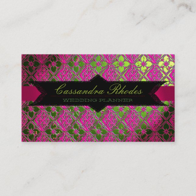 Elegant Wedding Planner Pink & Gold Business Card (Front)
