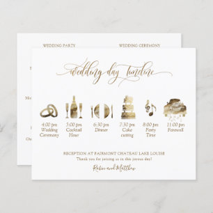 Elegant Wedding Program and Timeline in Gold