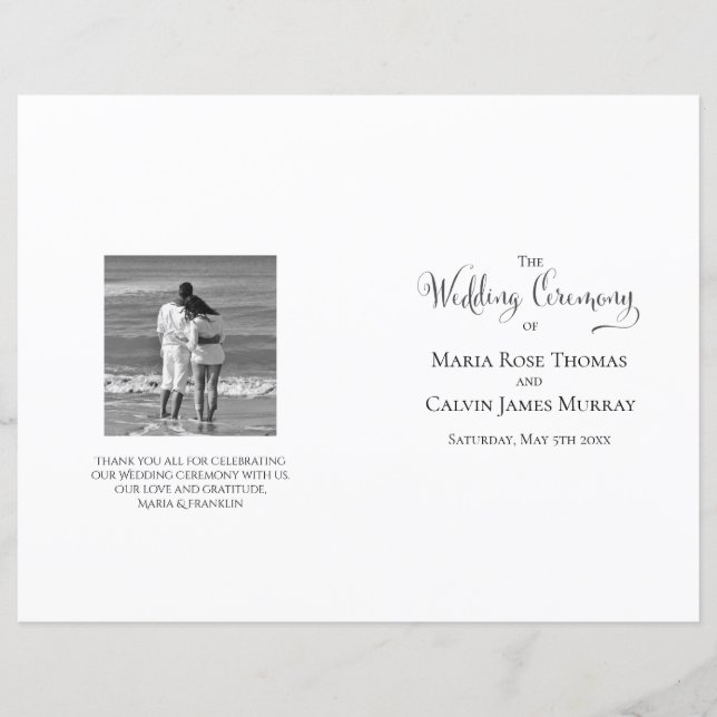 Elegant Wedding Program Black and White Template (Front)