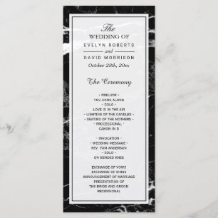 Elegant Wedding Program Black White Marble