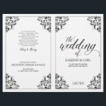 Elegant Wedding Program Booklet - Nadine (Black)<br><div class="desc">This elegant wedding program template features ornate vintage corners. The design colour is set in black, but you can change the colour of the design by changing your background colour. **HOW TO CHANGE YOUR DESIGN COLOR** 1) Click the "Personalise" Button. 2) Click the "ClICK TO CUSTOMIZE FURTHER" link at the...</div>