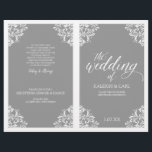 Elegant Wedding Program Booklet - Nadine (Grey)<br><div class="desc">This elegant wedding program template features ornate vintage corners. The design colour is set in grey, but you can change the colour of the design by changing your background colour. **HOW TO CHANGE YOUR DESIGN COLOR** 1) Click the "Personalise" Button. 2) Click the "ClICK TO CUSTOMIZE FURTHER" link at the...</div>