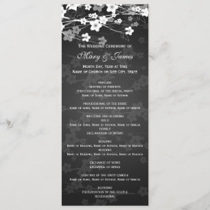 Elegant Wedding Program Cherry Blossom Black