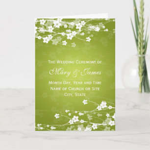 Elegant Wedding Program Cherry Blossom Lime Green