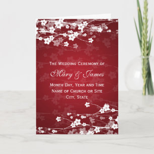 Elegant Wedding Program Cherry Blossom Red