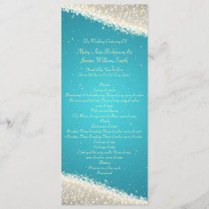 Elegant Wedding Program Dazzling Sparkles Turquois