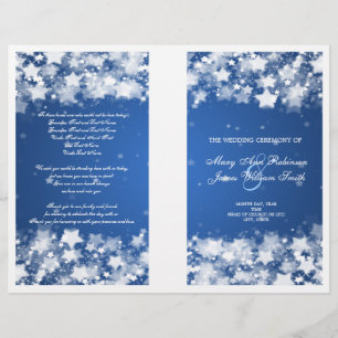 Elegant Wedding Program Dazzling Stars Blue