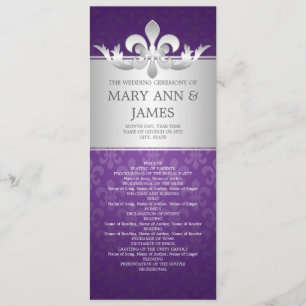 Elegant Wedding Program Fleur De Lis Purple