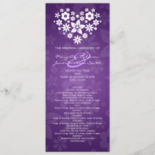 Elegant Wedding Program Flowery Heart Purple