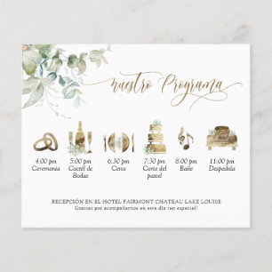 Elegant Wedding Program in Spanish with Greenery