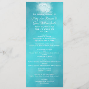 Elegant Wedding Program Modern Hearts Blue