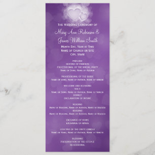 Elegant Wedding Program Modern Hearts Purple