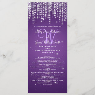 Elegant Wedding Program Night Dazzle Purple