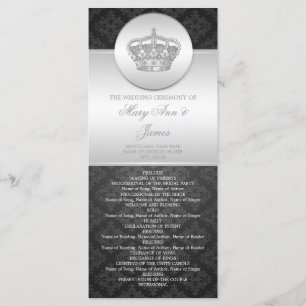 Elegant Wedding Program Royal Crown Black