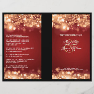 Elegant Wedding Program Sparkling Lights Gold