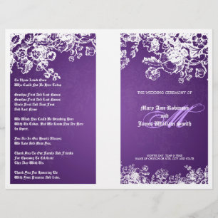 Elegant Wedding Program Victorian Flourish Purple