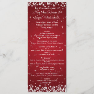 Elegant Wedding Program Winter Sparkle Red