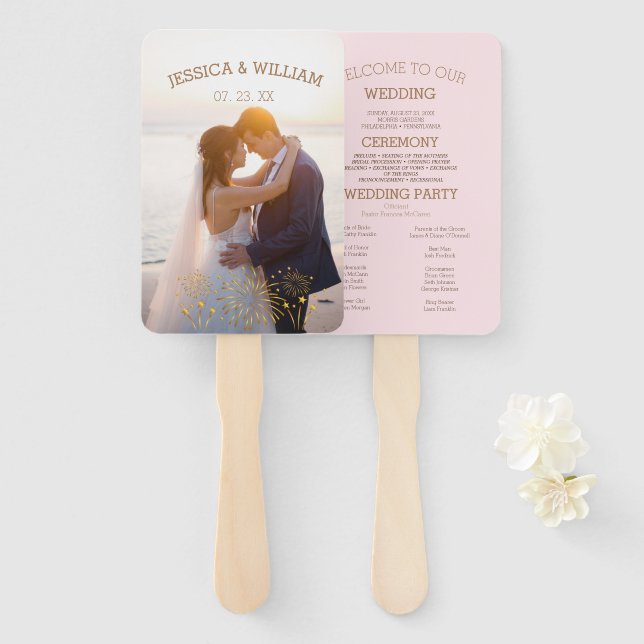 Elegant Wedding Program with Photo Hand Fan (Front and Back)