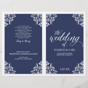 Elegant Wedding Programs -Nadine (Navy Blue)