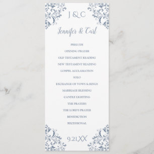 Elegant Wedding Programs   Tea-Length (Dusty Blue)