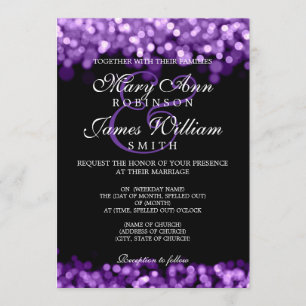 Elegant Wedding Purple Lights Invitation
