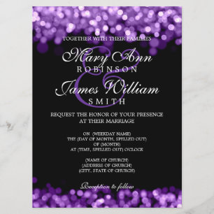 Elegant Wedding Purple Lights Invitation