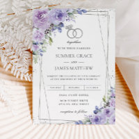 Elegant Wedding Purple Lilac Floral Silver Rings