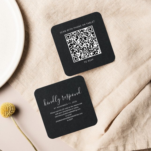 Elegant Wedding QR Code RSVP Website (Wedding Response RSVP QR Code Script Mini Enclosure Card)