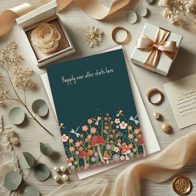 Elegant Wedding Quote Dragonfly Floral Card (Creator Uploaded)