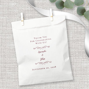 Elegant  Wedding Reception Burgundy Custom Treat Favour Bag