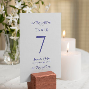 Elegant Wedding Reception Classic Very Peri White Table Number