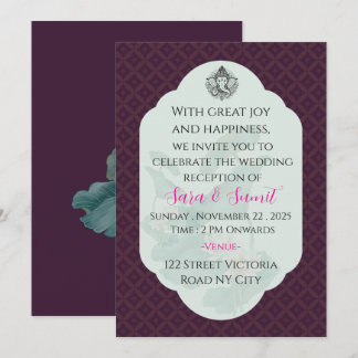 Elegant Wedding Reception Invitation Card