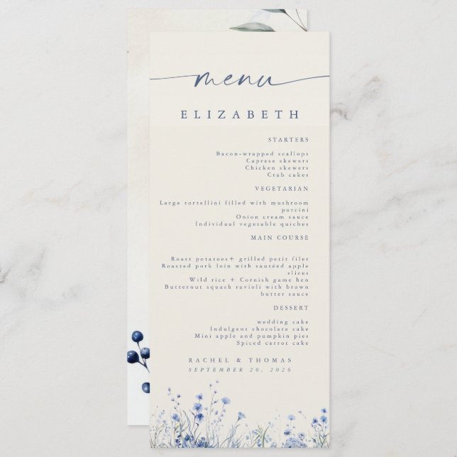 Elegant Wedding Reception Menu (Front/Back)