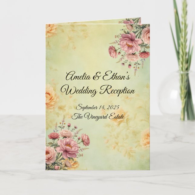 Elegant Wedding Reception Menu & Program (Front)