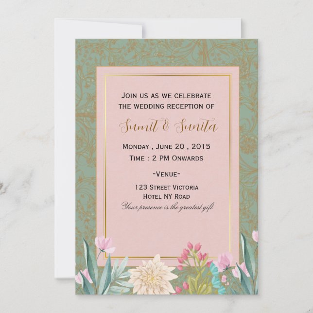 Elegant Wedding Reception Party Invitation Card (Front)