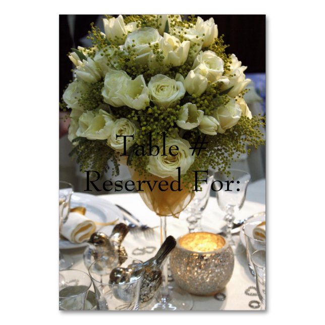 Elegant Wedding Reception Table # Cards (Front)