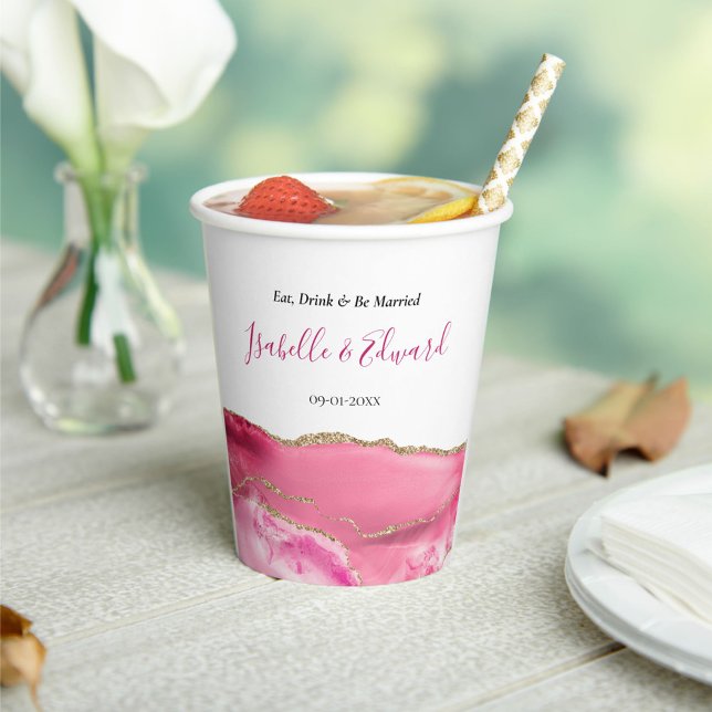 Elegant Wedding Reception Table Décor Pink & Gold Paper Cups (Creator Uploaded)