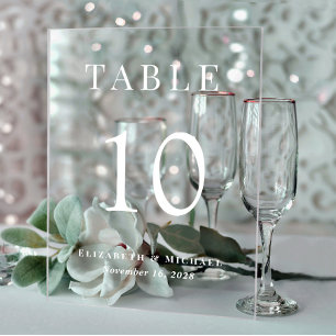 Elegant Wedding Reception Table Number Acrylic Sign