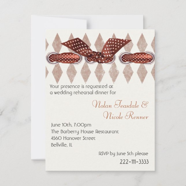 Elegant Wedding Rehearsal Dinner Invitation (Front)