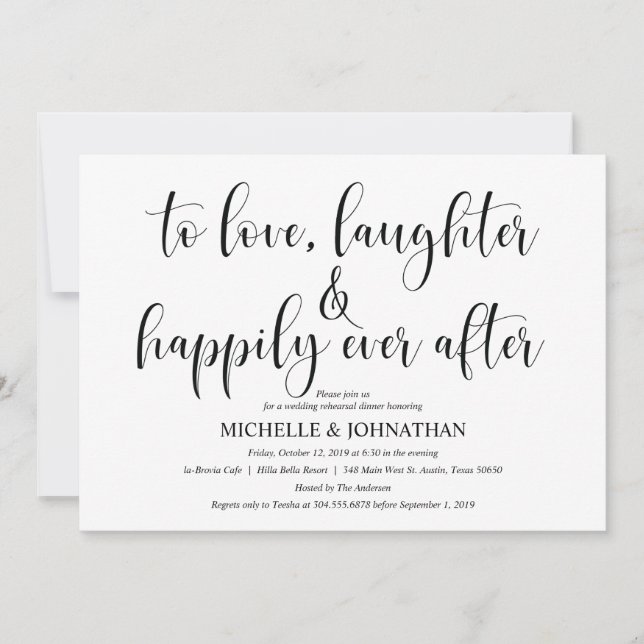 Elegant Wedding Rehearsal Dinner Invitation Card (Front)