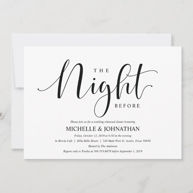 Elegant Wedding Rehearsal Dinner Invitation Card (Front)