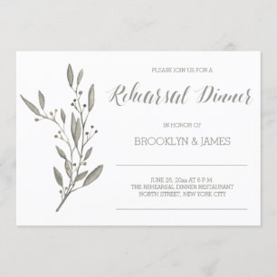 Elegant Wedding Rehearsal Invitation Floral Grey