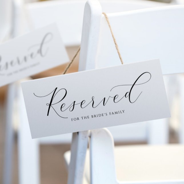 Elegant Wedding Reserved Sign to Hang on Chairs (Elegant Wedding Reserved Cards to Hang on Chairs)