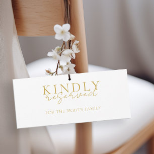 Elegant, Wedding, Reserved Sign to Hang on Chairs