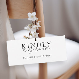 Elegant, Wedding, Reserved Sign to Hang on Chairs