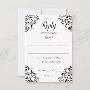 Elegant Wedding Response Card   Nadine (Black)