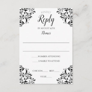 Elegant Wedding Response Card Nadine (Black)