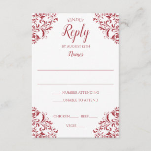 Elegant Wedding Response Card Nadine (Red)