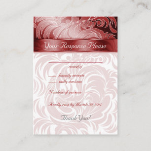 Elegant Wedding Response Cards Floral Leaf Red